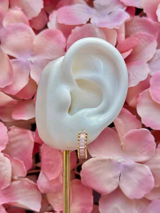 Boucles d’oreilles Elisa DORÉES rose clair